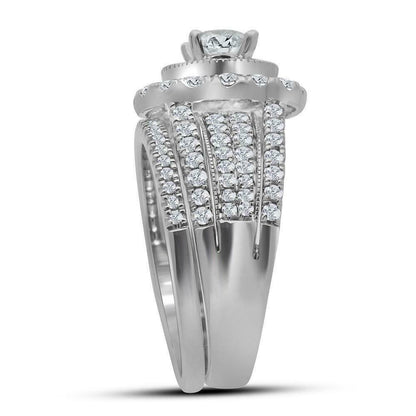 CERTIFIED 2.0 Carat Diamond Cushion Halo Engagement Wedding Ring Set White Gold