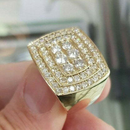 Men's 3 CT. Diamond Double Cushion Frame Ring in 10 Yellow Gold