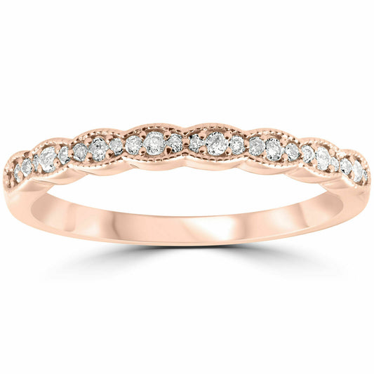 1/5 cttw Diamond Stackable Womens Wedding Ring 14k Rose Gold