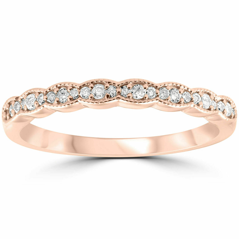 1/5 cttw Diamond Stackable Womens Wedding Ring 14k Rose Gold