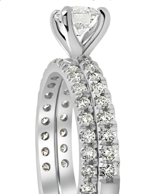 Certified 1 1/4 ct TDW Diamond Engagement Ring Wedding Set French Pave 10k Gold