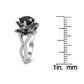 14k White Gold 3ct TDW Black Diamond Lotus Flower Round Engagement Ring