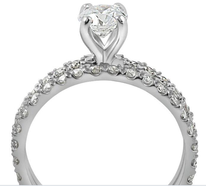 Certified 1 1/4 ct TDW Diamond Engagement Ring Wedding Set French Pave 10k Gold
