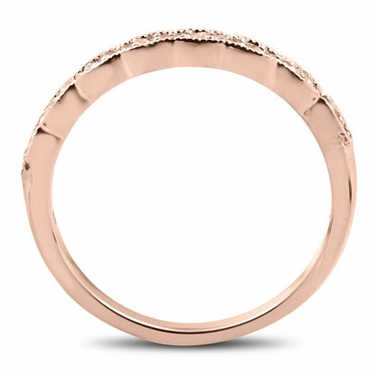 1/5 cttw Diamond Stackable Womens Wedding Ring 14k Rose Gold