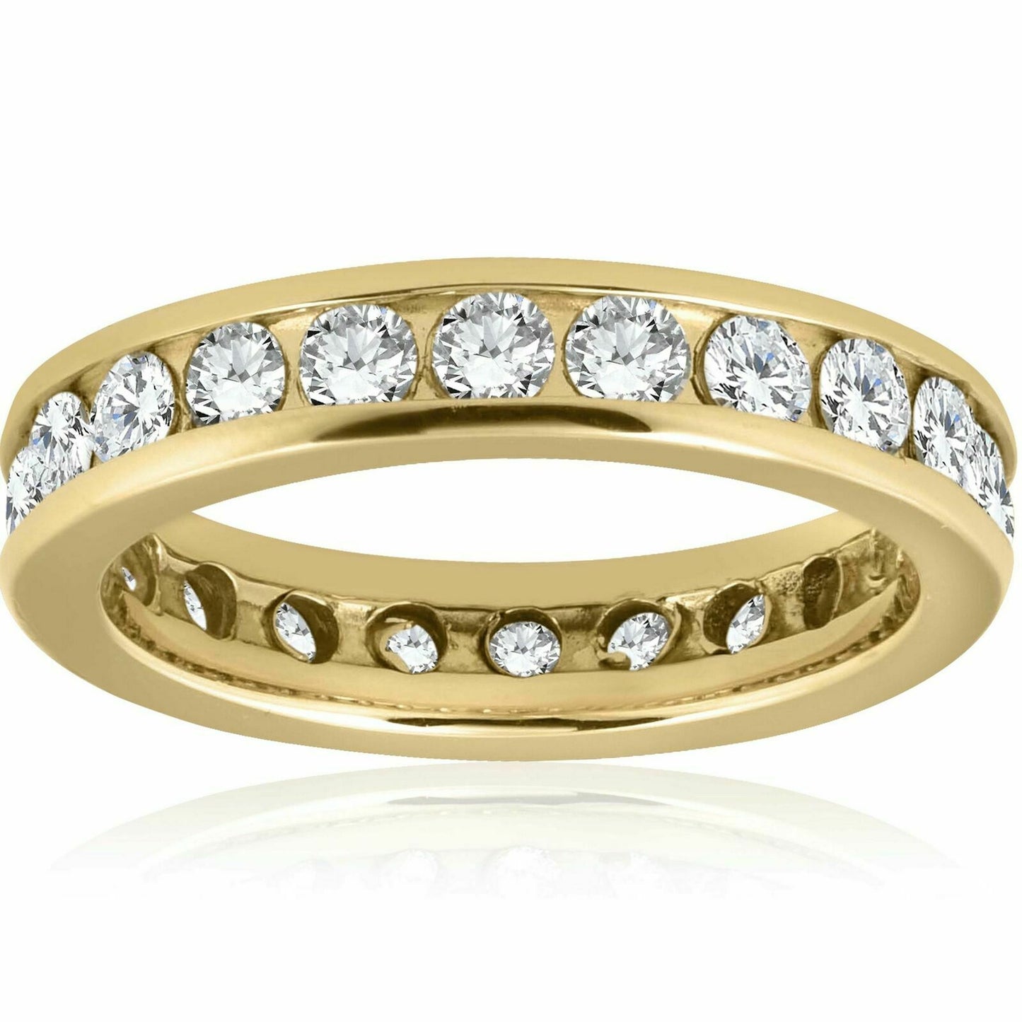 14K Yellow Gold 2 ct Channel Set Eternity Womens Anniversary Wedding Band Ring