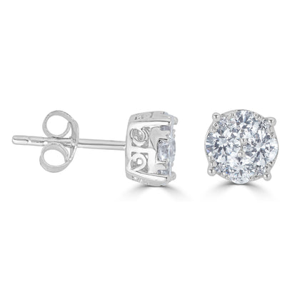 3/4Ct Natural Diamond Stud Earrings in Sterling Silver (I/J Color I2/I3 Clarity)
