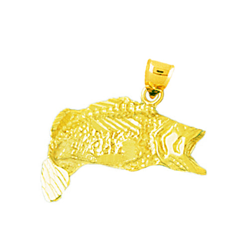 14K Gold Wide Mouth Bass Charm