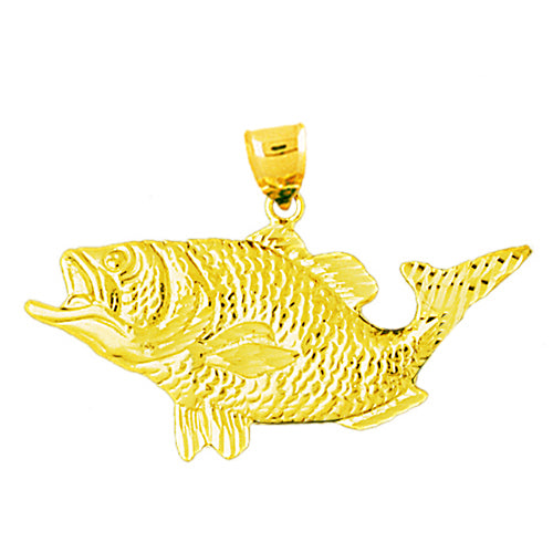 14K Gold Big Mouth Bass Pendant