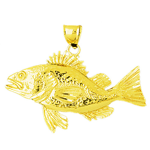 14K Gold Bass Pendant