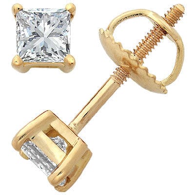 14k Yellow Gold Princess-Cut Diamond Stud Earrings stud earrings Goldia 