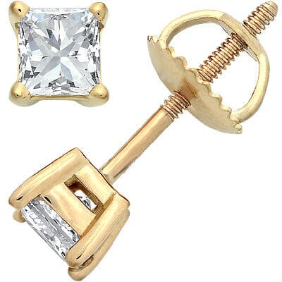 14k Yellow Gold Princess-Cut Diamond Stud Earrings stud earrings Goldia 