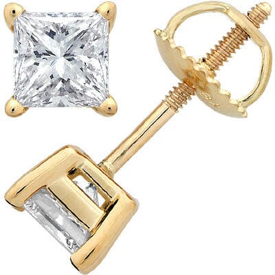 14k Yellow Gold Princess-Cut Diamond Stud Earrings stud earrings Goldia 