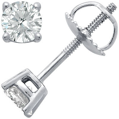 Platinum Four-Prong Diamond Stud Earrings