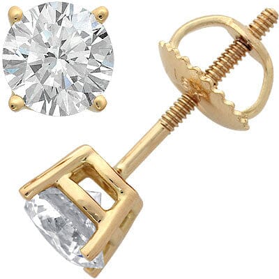 14k Yellow Gold Four-Prong Diamond Stud Earrings stud earrings Goldia 