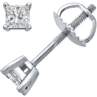 14k White Gold Princess-Cut Diamond Stud Earrings stud earrings Goldia 
