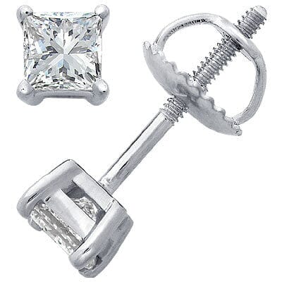 14k White Gold Princess-Cut Diamond Stud Earrings stud earrings Goldia 