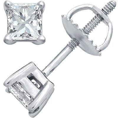 14k White Gold Princess-Cut Diamond Stud Earrings stud earrings Goldia 