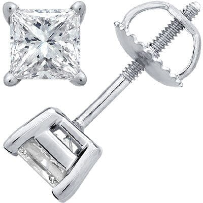 14k White Gold Princess-Cut Diamond Stud Earrings stud earrings Goldia 