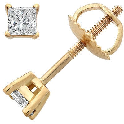 14k Yellow Gold Princess-Cut Diamond Stud Earrings stud earrings Goldia 
