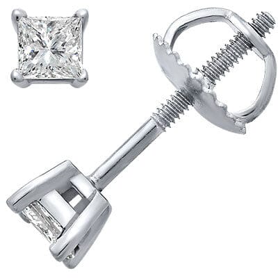 14k White Gold Princess-Cut Diamond Stud Earrings stud earrings Goldia 