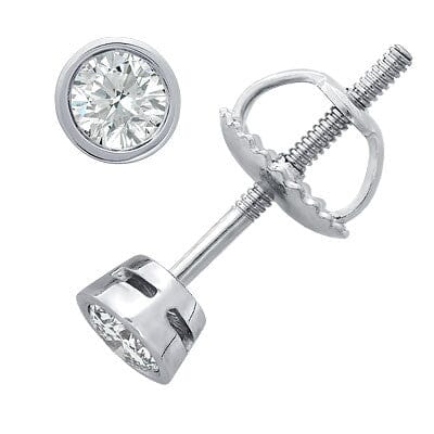 14k White Gold Bezel-Set Diamond Stud Earrings stud earrings Goldia 