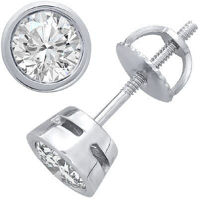 14k White Gold Bezel-Set Diamond Stud Earrings stud earrings Goldia 