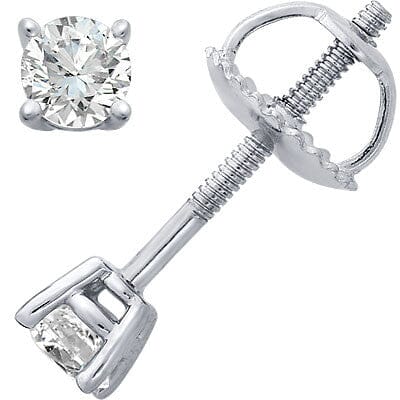 14k White Gold Four-Prong Diamond Stud Earrings stud earrings Goldia 