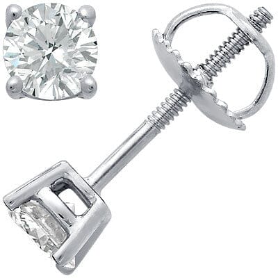 14k White Gold Four-Prong Diamond Stud Earrings stud earrings Goldia 