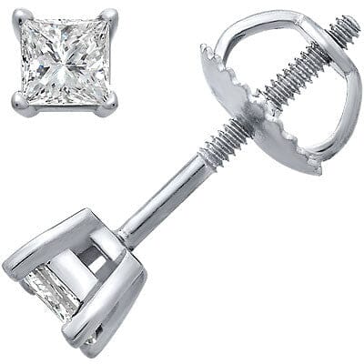 Platinum Princess-Cut Diamond Stud Earrings stud earrings Goldia 