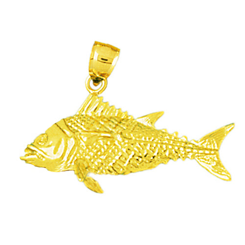 14K Gold 3D Bass Pendant