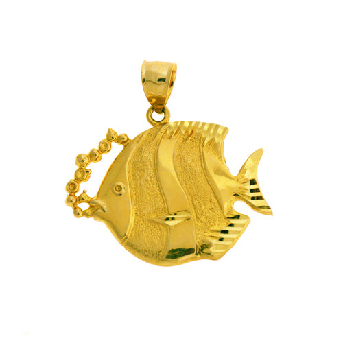 14K Gold Jumbo Angelfish Pendant