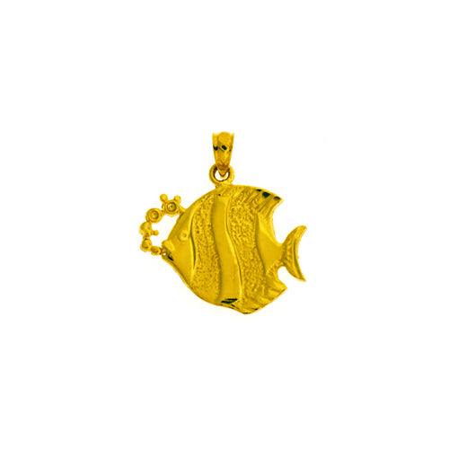 14K Gold Bubbly Angelfish Pendant