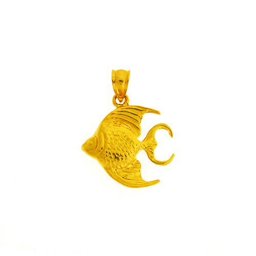 14K Gold Tropical Angelfish Pendant
