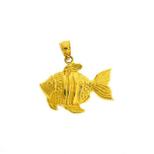 14K Gold 24MM Angelfish Pendant