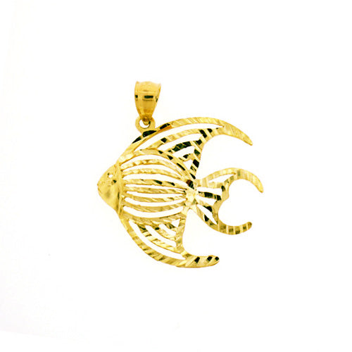 14K Gold Cut Out Angelfish Pendant