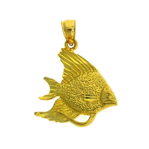 14K Gold Sealife Angelfish Pendant