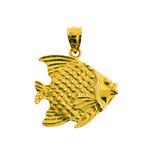 14K Gold 20MM Angelfish Pendant