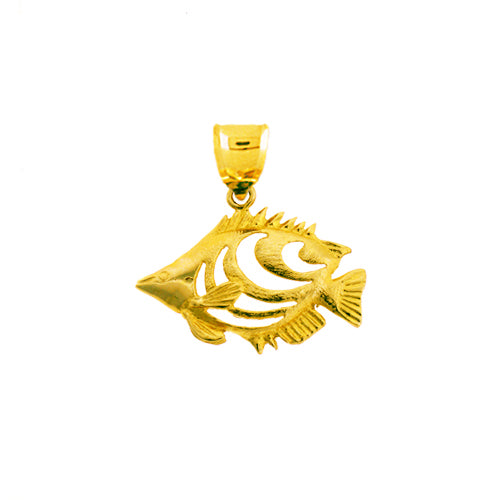 14K Gold Cut-Out Angel Fish Pendant