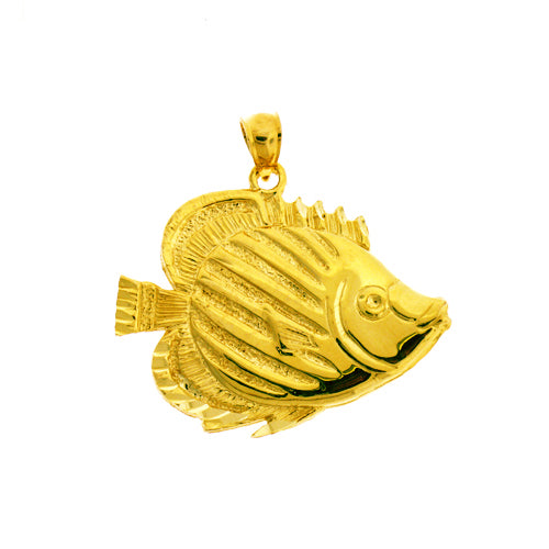 14K Gold Large Angel Fish Pendant