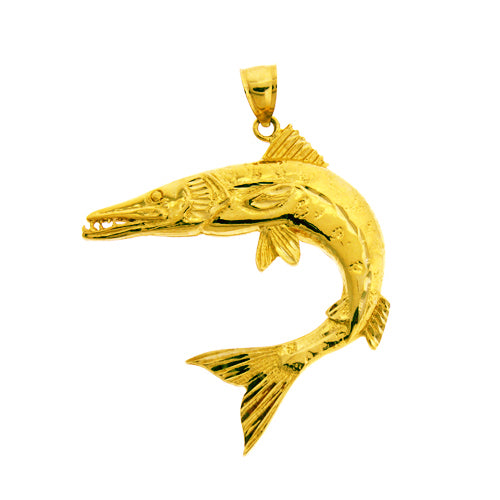 14K Gold 44MM Fish Pendant