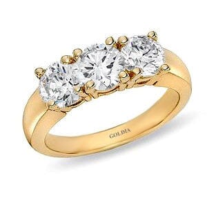 2 ct. Round Cut Diamond Yellow Gold Three-stone Engagement Ring engagement rings Goldia 