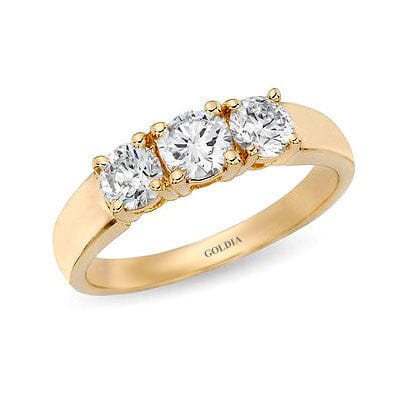 1 ct. Round Cut Diamond Yellow Gold Three-stone Engagement Ring engagement rings Goldia 