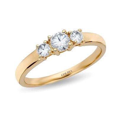 1/2 ct. Round Cut Diamond Yellow Gold Three-stone Engagement Ring engagement rings Goldia 