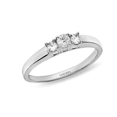 1/4 ct. Round Cut Diamond White Gold Three-stone Engagement Ring