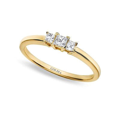1/4 ct. Princess Cut Diamond Yellow Gold Three-stone Engagement Ring
