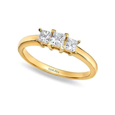 1/2 ct. Princess Cut Diamond Yellow Gold Three-stone Engagement Ring