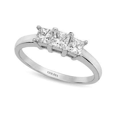 1 ct. Princess Cut Diamond White Gold Three-stone Engagement Ring