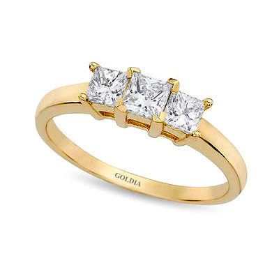 1 ct. Princess Cut Diamond Yellow Gold Three-stone Engagement Ring