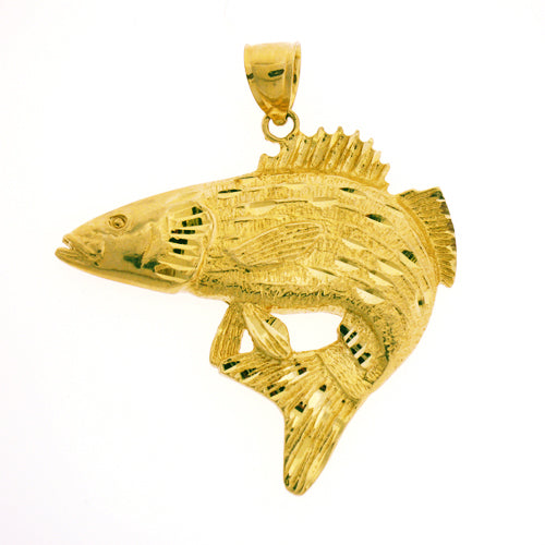 14K Gold 3D Fish Pendant