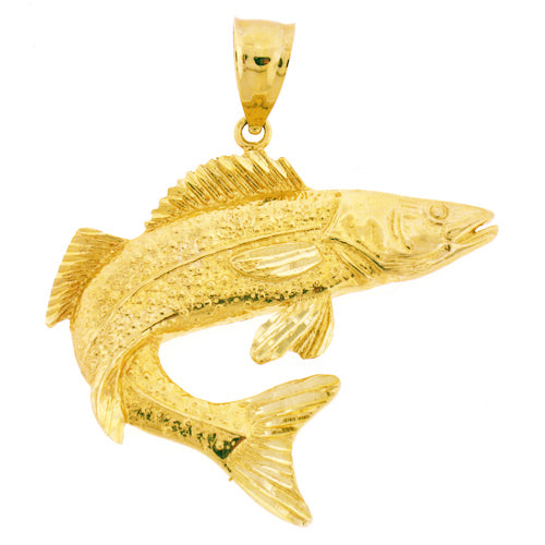 14K Gold Sculpted Big Fish Pendant